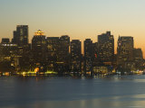 City Skyline at Dusk  Boston  Massachusetts  USA