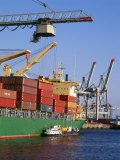 Crane Lifting Containers to and from Cargo Ship