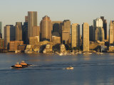 City Skyline at Dawn Across Boston Harbor  Boston  Massachusetts  USA