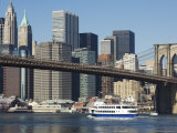 Manhattan Skyline  Brooklyn Bridge and the East River  New York City  New York  USA