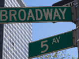 Broadway and 5th Avenue Street Signs  Manhattan  New York City  New York  USA