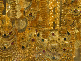 Close-up of Gold Jewelry in the Gold Souk  Deira  Dubai  United Arab Emirates  Middle East