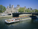 Tourist Boat on the River Seine  Paris  France  Europe