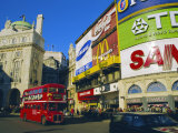 Double Decker Bus and Advertisements  Piccadilly Circus  London  England  UK