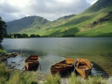 Boats on the Lake  Buttermere  Lake District National Park  Cumbria  England  UK