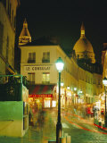 Cafes and Street at Night  Montmartre  Paris  France  Europe
