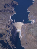 Aerial View of the Hoover Dam and Lake Mead  Nevada  USA