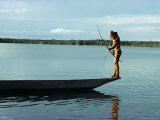 Indian Fishing with Bow and Arrow  Xingu  Amazon Region  Brazil  South America