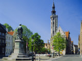 Poorters Loge and Jean Van Eyck Statue  Bruges  Belgium