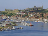 Harbour  Abbey and St Mary's Church  Whitby  Yorkshire  England  UK  Europe