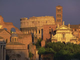 View Across the Roman Forum Towards Colosseum and St Francesco Romana  Rome  Lazio  Italy  Europe