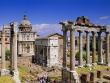 Temple of Saturn and Santi Lucia E Martina  Forum  Rome  Lazio  Italy  Europe
