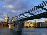 Millennium Bridge and St Pauls  London  England