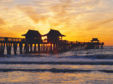 Naples  Florida  USA People Gathered on the Pier at Sunset