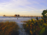 Naples  Florida  USA Sunset at the Beach and Pier