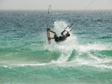 Kite Surfing at Santa Maria on the Island of Sal (Salt)  Cape Verde Islands  Atlantic Ocean  Africa