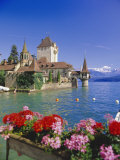 Lake Thun (Thunersee) and Oberhofen Castle  Bernese Oberland  Switzerland  Europe