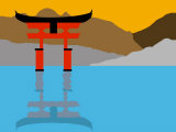 Illustration of the Torii Gate Shrine (Itsukushima-Jingu)  Miya Jima Island  Japan