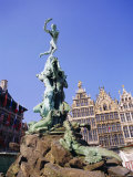 Bronze of Silvius Brabo Who Flings Hand of Defeated Giant Antigonus into River Scheldt  Belgium