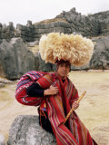 Portrait of a Young Peruvian Man in Traditional Dress  Cuzco  Peru