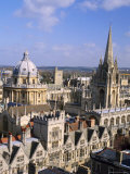 Aerial View Over the Dome of the Radcliffe Camera and a Spire of an Oxford College  England  UK