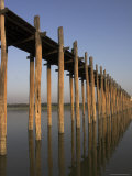 Taungthaman Lake  U Bein's Bridge  the Longest Teak Span Bridge in the World  Mandalay  Myanmar