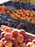 Fruit  Peaches and Grapes  for Sale on Market in the Rue Ste Claire  Rhone-Alpes  France