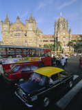 Traffic in Front of the Station  Victoria Railway Terminus  Mumbai  Maharashtra State  India