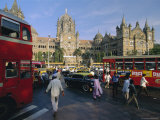 Traffic in Front of the Station  Victoria Railway Terminus  Mumbai  Maharashtra State  India