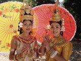 Two Traditional Cambodian Apsara Dancers  Siem Reap Province  Cambodia
