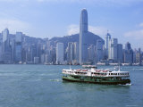 Star Ferry Crossing Victoria Harbour Towards Hong Kong Island  with Central Skyline Beyond  China