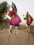Masked Ceremonial Dogon Dancers on Stilts Near Sangha  Mali  West Africa
