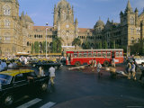 Traffic in Front of the Station  Victoria Railway Terminus  Mumbai  Maharashtra State  India