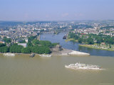 Aerial View Over the Junction Between the Rhine River and the Mosel River at Koblenz  Palatinate