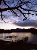 View Across Derwent Water from Lakeside Path at Dusk  Cumbria  England