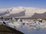 Icebergs Floating in the Lagoon Beneath Breidamerkurjokull Glacier  Southern Area  Iceland