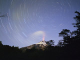 Time Exposure of Steam and Stars  Villarica Volcano  Chile  South America
