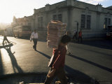 Morning Activity on the Streets  Boy Carrying Newspapers  San Jose  Costa Rica  Central America