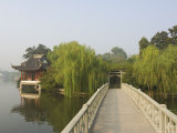 Bridge and Pavilion  West Lake  Hangzhou  Zhejiang Province  China  Asia