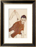 "Self Portrait in a Jerkin with Right Elbow Raised, 1914" Pre-made-framed Framed Giclee Print