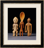 A Lega Bone Figure  a Lega Ivory Spoon and a Pende Bone Whistle