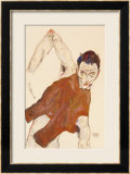 "Self Portrait in a Jerkin with Right Elbow Raised, 1914" Pre-made-framed Framed Giclee Print