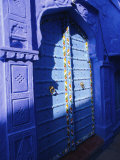 Elaborate Blue Door  the Blue Town of Jodhpur  Rajasthan  India 