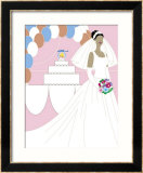 Bride Posing in Front of a Wedding Cake  Grouped Elements