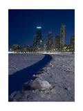 Chicago Skyline At North Ave Beach  Winter