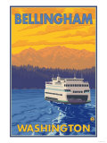 Ferry and Mountains  Bellingham  Washington