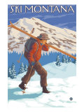 Skier Carrying Snow Skis  Montana
