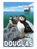 Puffins & Cruise Ship  Douglas  Alaska