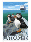 Puffins & Cruise Ship  Latouche  Alaska