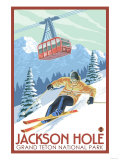 Wyoming Skier and Tram  Jackson Hole